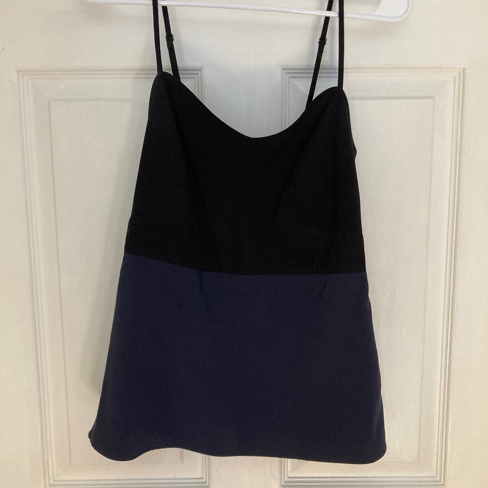 All Saints Block Slip Shirt Fitted Blue and Black Size US 6 UK 10.